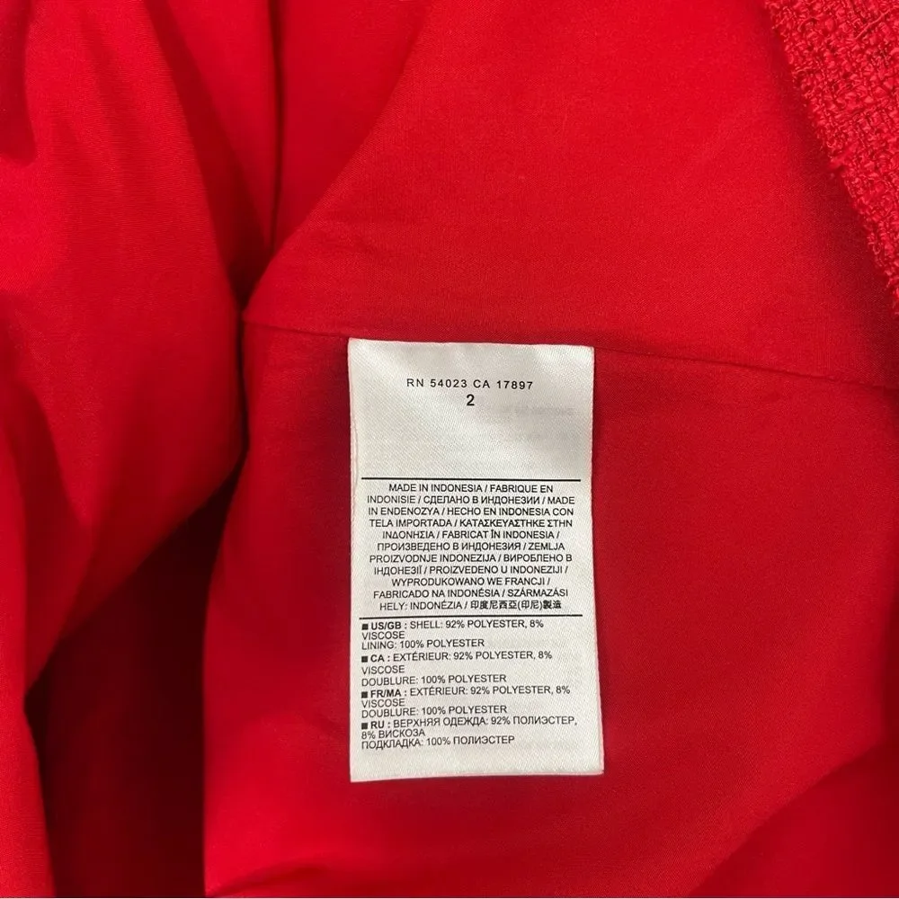 Banana Republic Red Textured Tweed Fit & Flare Dress